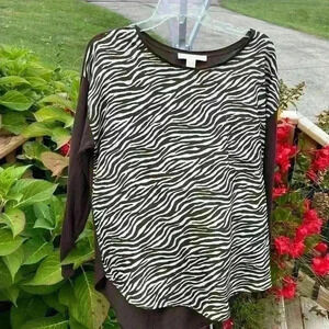 Michael Kors women’s long sleeved brown leopard print blouse size large